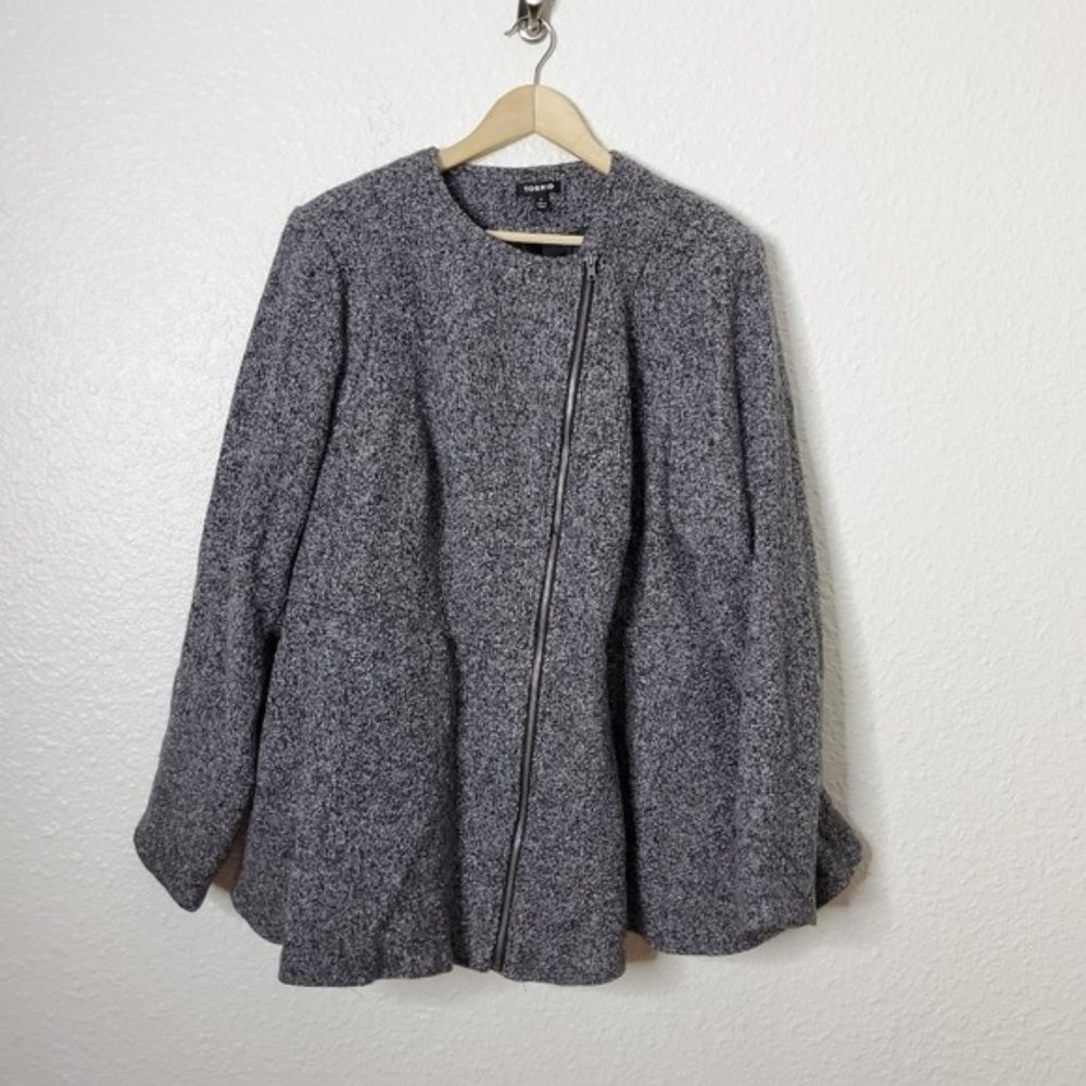 Torrid Fit & Flare Tweed Jacket in Charoal Heather